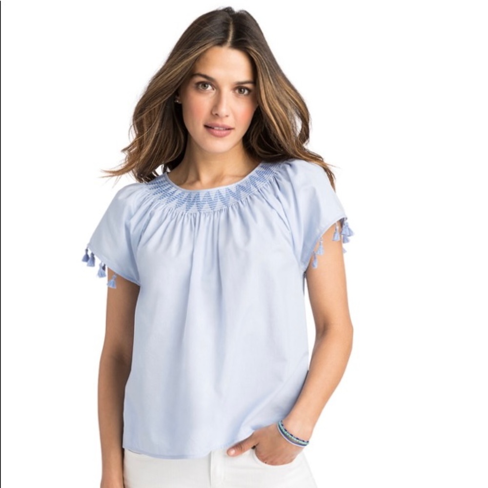 Vineyard Vines Smocked Tassel Top Small